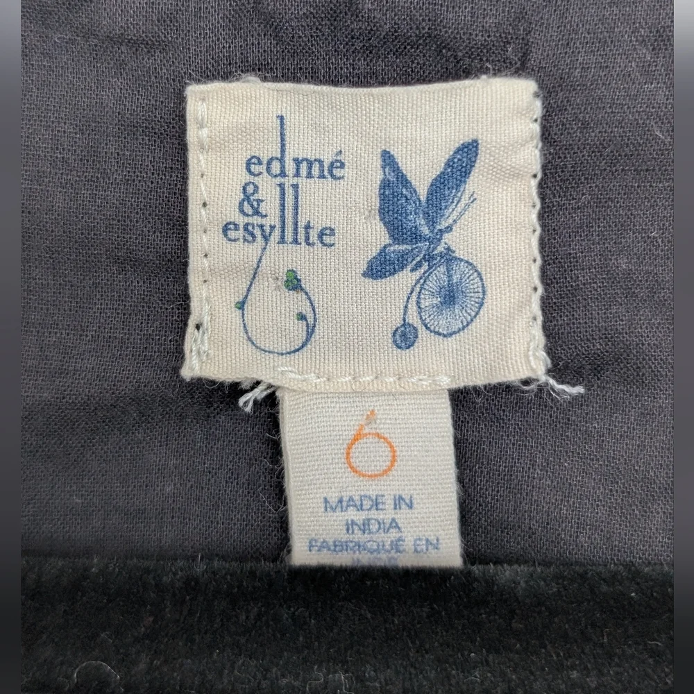 Anthropologie Edme & Esyllte Embroidered Puff Sleeve Cotton Silk Blouse Sz 6